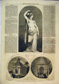 Original Old Antique Print 1858 Statue Rebecca South Kensington Museum Mortuary