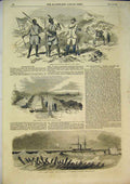 Original Old Antique Print 1852 Alban Ship Buffalo Mouth Burgher Fingoes Colony