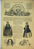Old Antique Print 1852 Womens Fashion New Year Silver Plate Southampton 19th