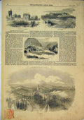 Original Old Antique Print 1852 Clamecy Digne Lower Alps Chateau Vincennes Fort