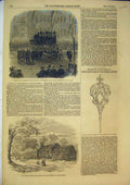 Original Old Antique Print 1854 Long Newton Church Marquis Londonderry Funeral