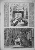 Old Antique Print 1854 Lyceum Industrial Exhibition Procession Isle Wight 19th