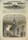 Old Antique Print 1857 Hall Staircase Junior United Club House St James 19th