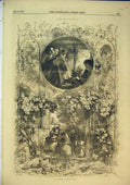 Original Old Antique Print 1856 Country Garden Family Children May Queen 19th