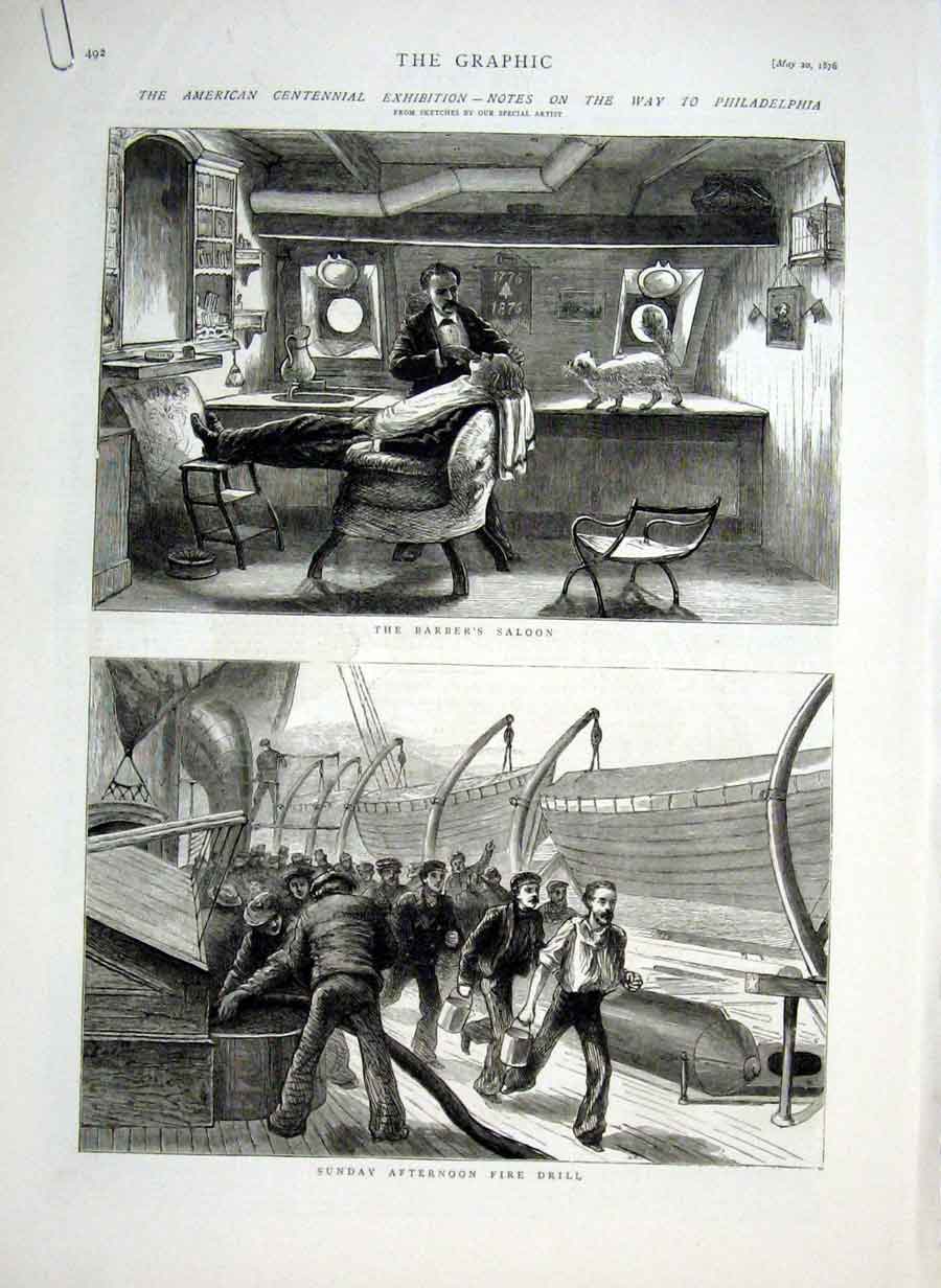 Original Old Antique Print Notes On Way To Philadelphia By Ship 1876 Victorian