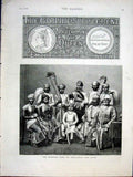 Original Old Antique Print Maharaj Rana Jhallwaur And Suite 1877 19th