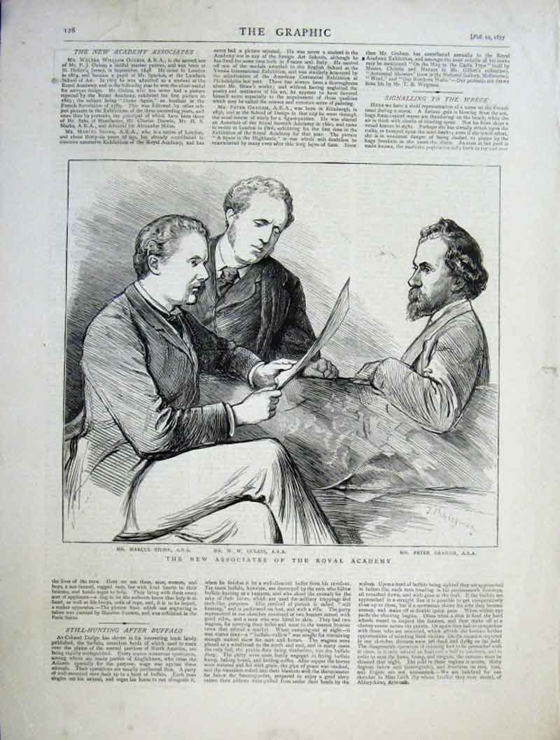 Original Old Antique Print Stone Ouless Graham New Members Ra 1877 Victorian