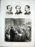 Original Old Antique Print Introduction Earl Beaconsfield To House Lords 1877