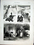 Original Old Antique Print Bulgarian Peasant Dwelling Red Cross Society Homeward