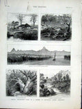 Original Old Antique Print Youngs Expedition To Africa 1877 Moramballa 19th