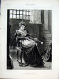 Original Old Antique Print Pleasant Novel Fine Art By Gogin 1877 19th