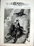 Original Old Antique Print Cant Stop Ice Hills St Petersburg 1877 19th