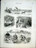 Original Old Antique Print Sport & Life Manitoba British North America 1877 *3