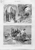 Original Old Antique Print Royal Visit Killarney Ireland 1885 Belfast Victorian
