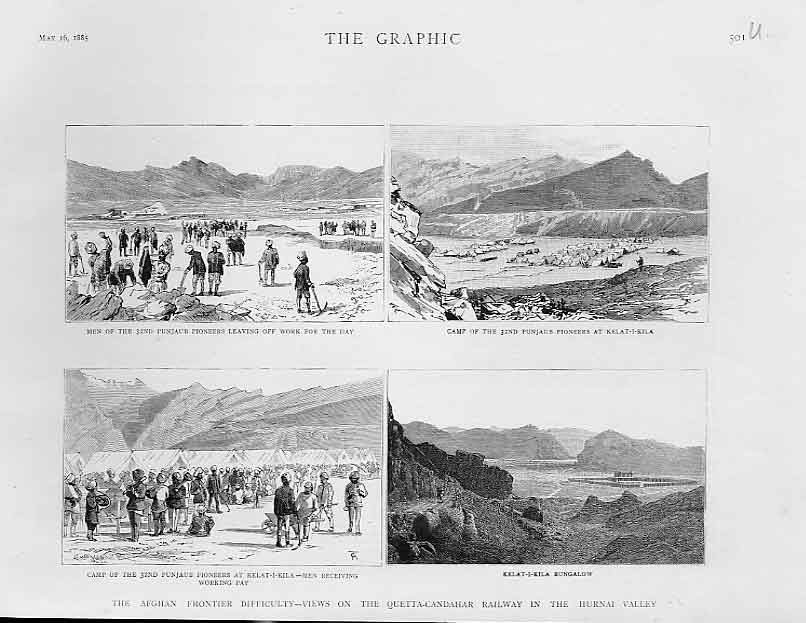 Antique Antique Print Quetta Chandahar Railway In Hurnai Valley Afghanistan 01UBBB0