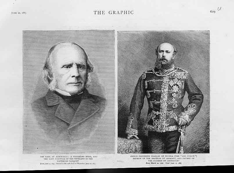 Old Antique Print Portrait Earl Albemarle Prince Federick Charles Russia