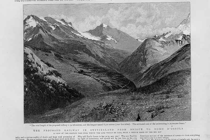Original Old Antique Print Switzerland Railway Brique To Domo D'Ossola