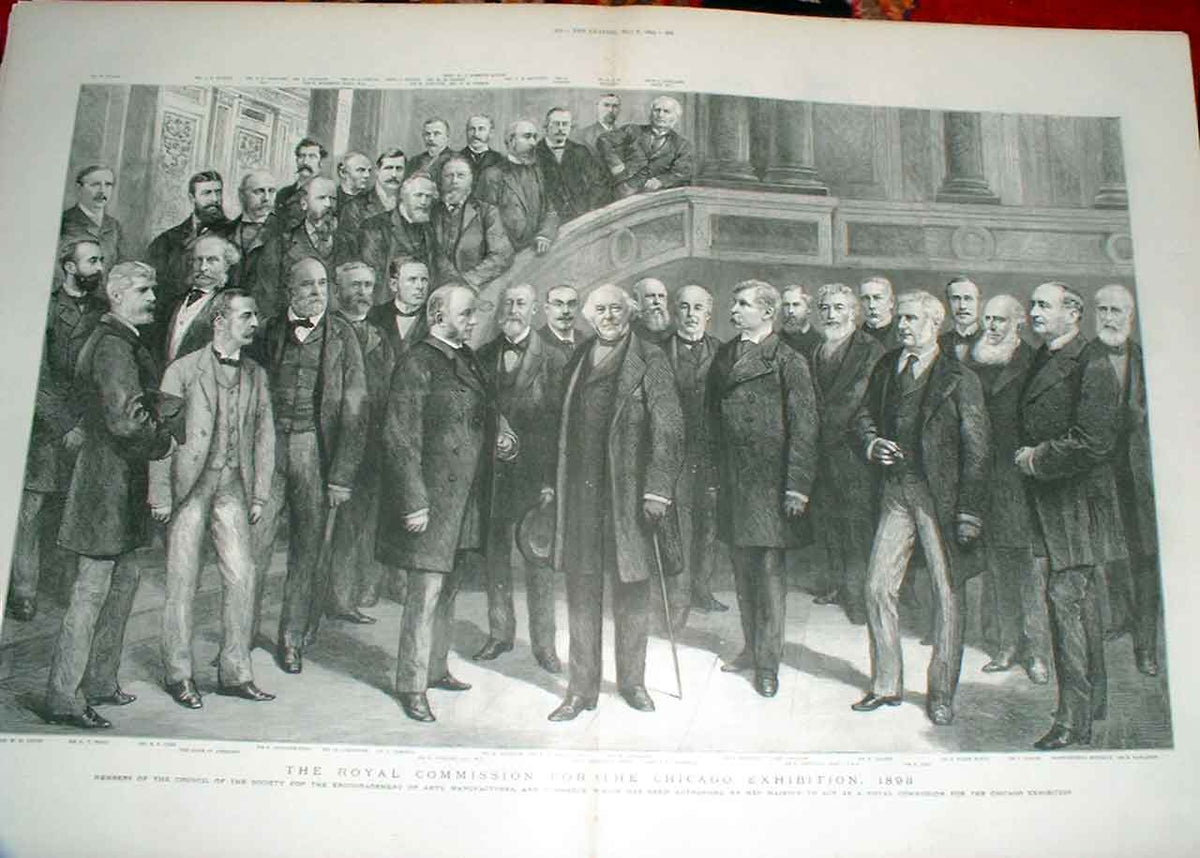 Original Old Antique Print Royal Commission For The Chicag0 Exhibition 1893