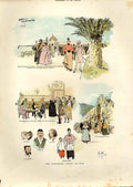Original Old Antique Print Wandering Artist At Nice France 1893 19th