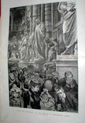 Original Old Antique Print Among The Immortals Westminister Abbey 1894 Renou