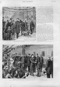 Original Old Antique Print Kaiser Visits Prince Bismark At Friedrichsruh 1894