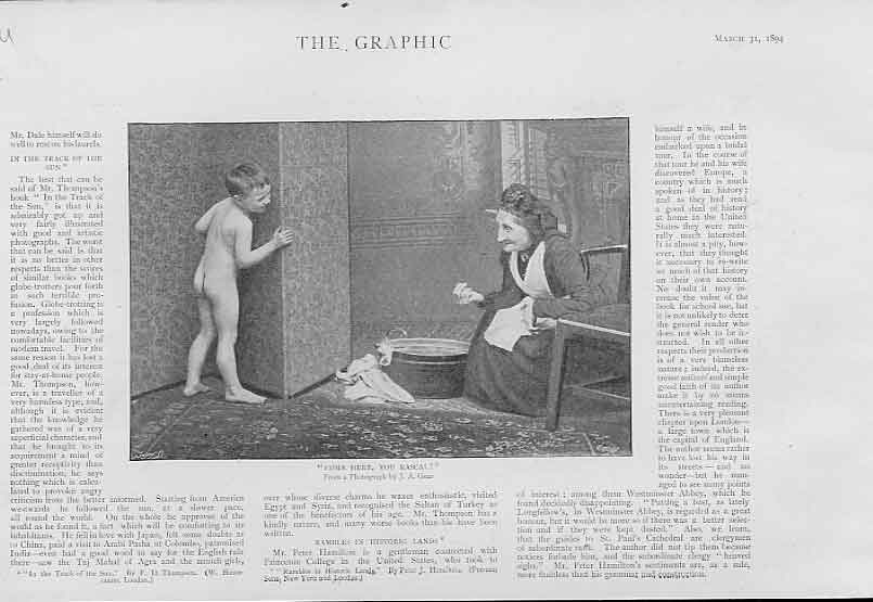Original Old Antique Print Come Here You Rascal From A Photograph 1894 19th