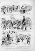 Original Old Antique Print Strikes ? Revolt Pavement Ballet 1894 19th