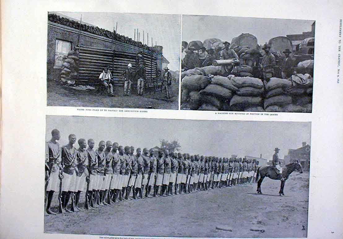Original Old Antique Print Parade Matabele Native Police Bulawayo
