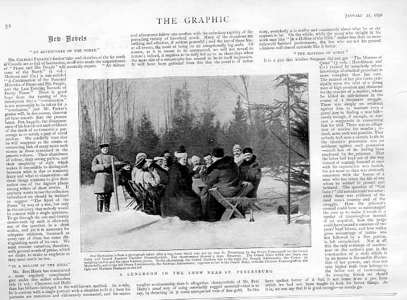 Original Old Antique Print Royal Bear Hunt Lunch -9 Deg Nr St Petersburg 1896