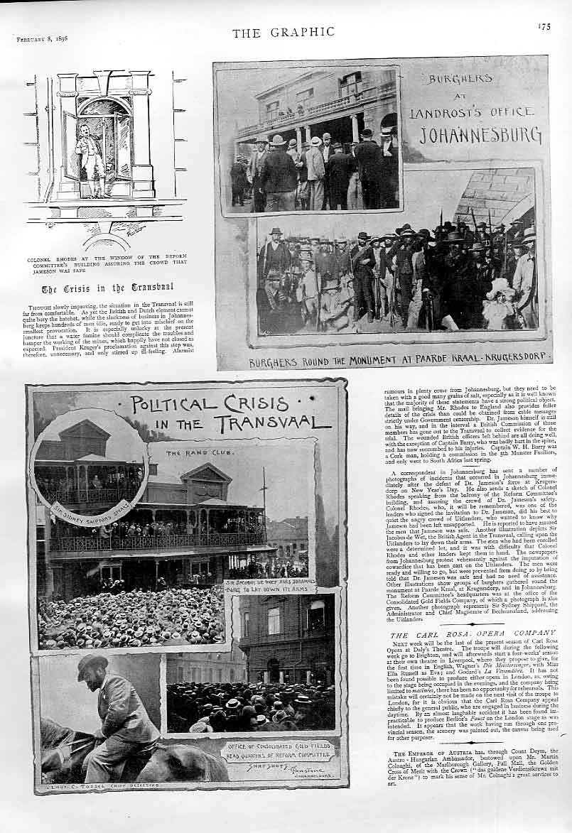 Original Old Antique Print Crisis Transvaal 1896 South Africa 19th