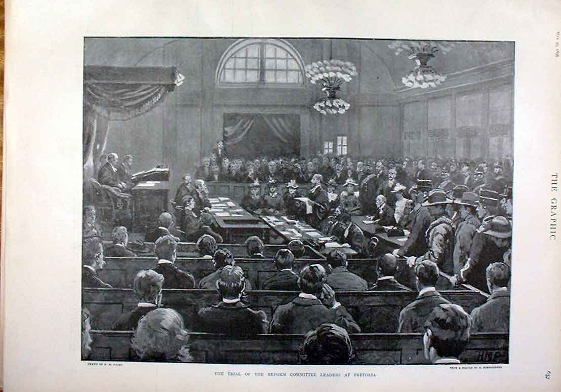 Original Old Antique Print Trial Reform Committee Pretoria 1896 South Africa