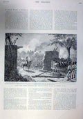 Original Old Antique Print Nile Action Wady HalfaVillage Market Egypt 1905 20th