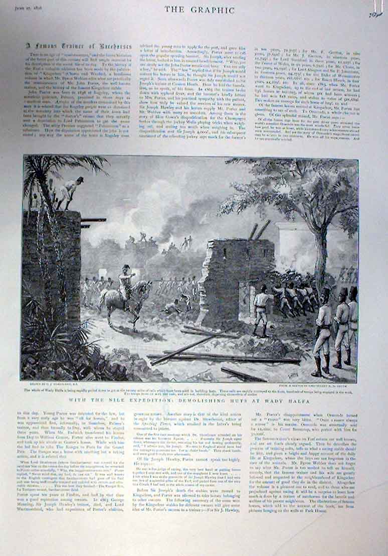 Original Old Antique Print Nile Action Wady HalfaVillage Market Egypt 1905 20th