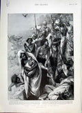 Original Old Antique Print People Then & Now Before The Advance In Soudan 1898