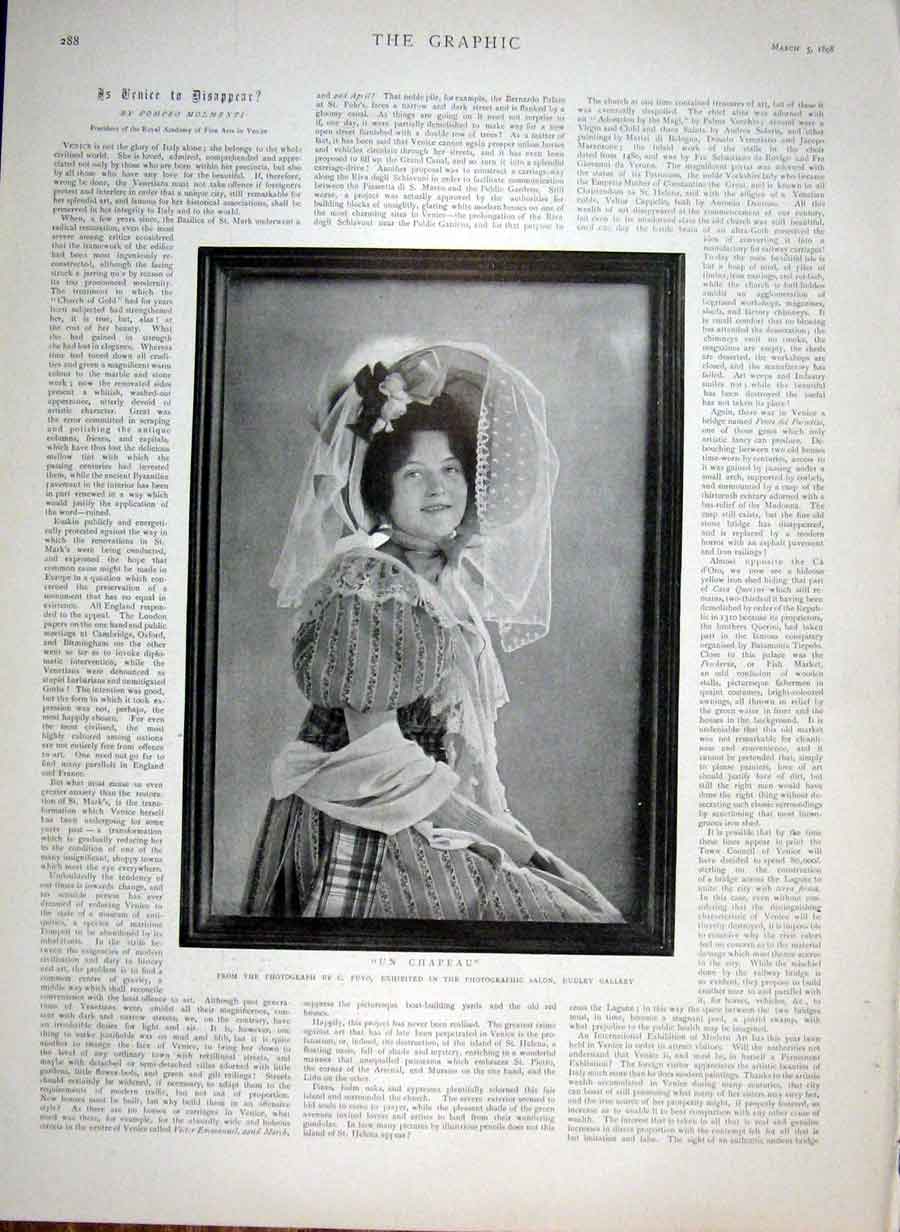 Original Old Antique Print Un Chapeau A Photo By Puyo 1898 19th
