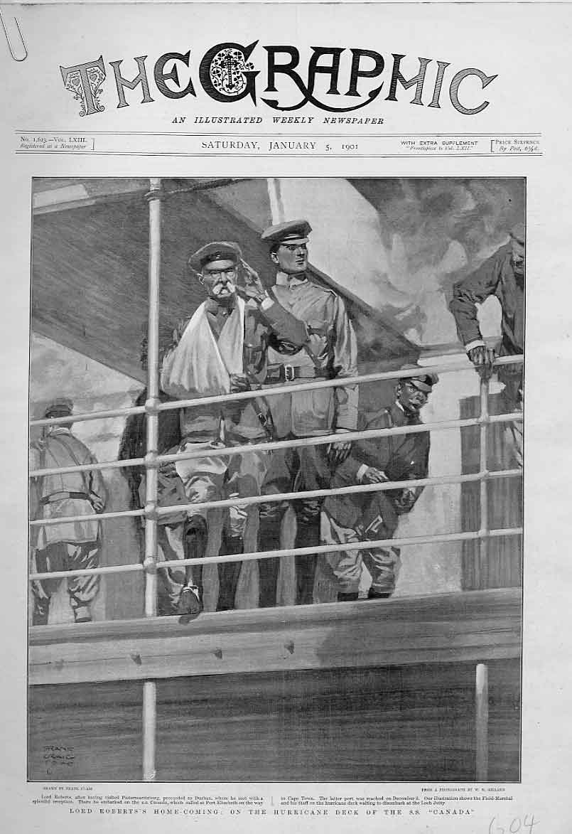 Original Old Antique PrintPp Return Gen Lord Roberts 1901