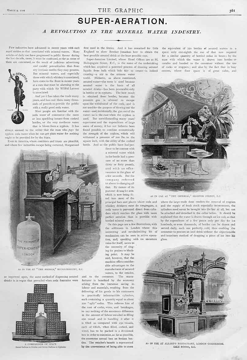 Original Old Antique Print Mineral Water Aeration 1901 Advertisment Victorian