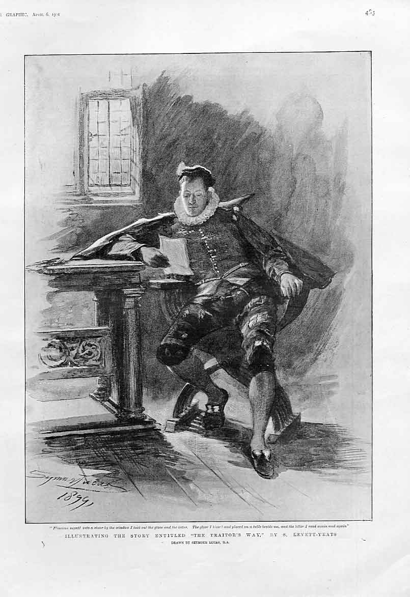 Original Old Antique Print Traitors Way Story Illustration By Lucas