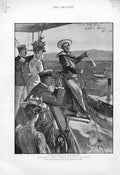 Original Old Antique Print Royal Tour 1901 On Board The Ship Ophir Victorian