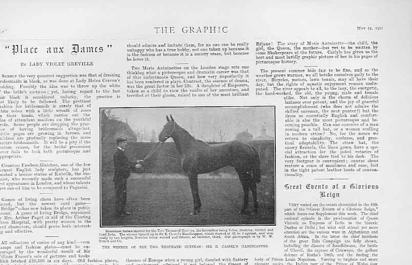 Original Old Antique Print Winner 2000 Gns Handicapper 1901 Horse Racing