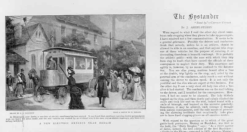 Original Old Antique Print Electric Omnibus Berlin 1901 Germany 20th
