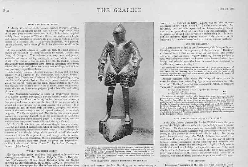 Original Old Antique Print Champions Armour Presented To King 1901 Victorian