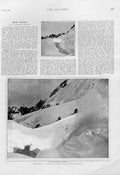 Original Old Antique Print Crossing Snow Bridge On Mount Dolent Alps