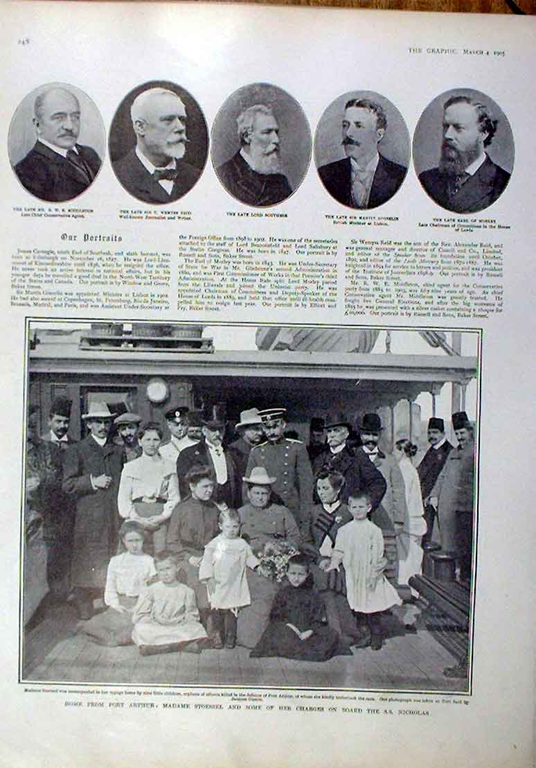 Original Old Antique Print Madame Stoessell Home From Port Arthur 1905 20th