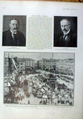 Original Old Antique Print Madame Carnival In Her Car At Nice 1905 France 20th