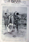 Original Old Antique Print Russian Flogs Manchurian To Teach Manners 1905 20th