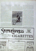 Original Old Antique Print Study In Costume A Lady Motor Cyclist 1905 20th