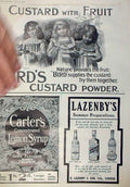 Original Old Antique Print Birds Custard With Fruit 1905 Lazenby'S Carters 20th