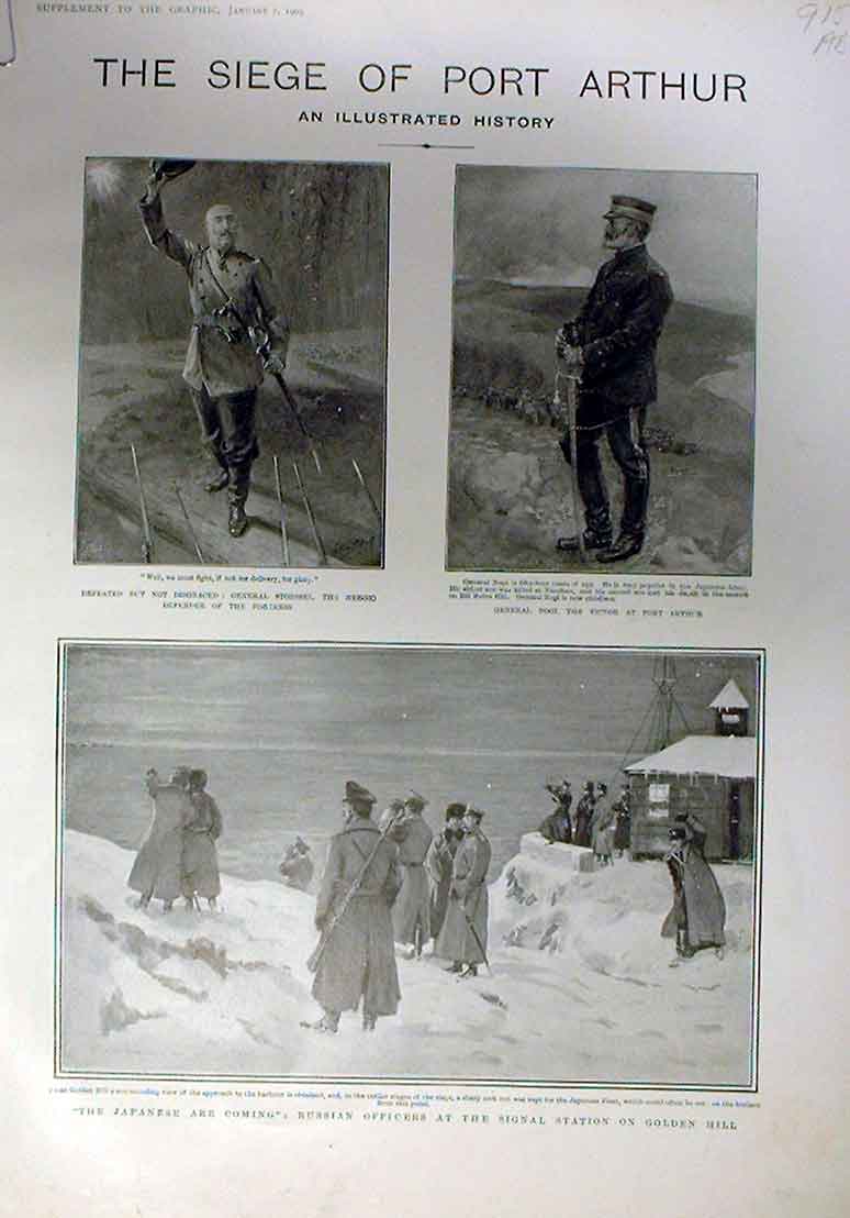 Original Old Antique Print The Seige Port Arthur By The Japanese 1905 20th