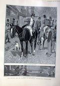 Original Old Antique Print Fox Hunters & The Hunted Bicester Hounds 1905 20th